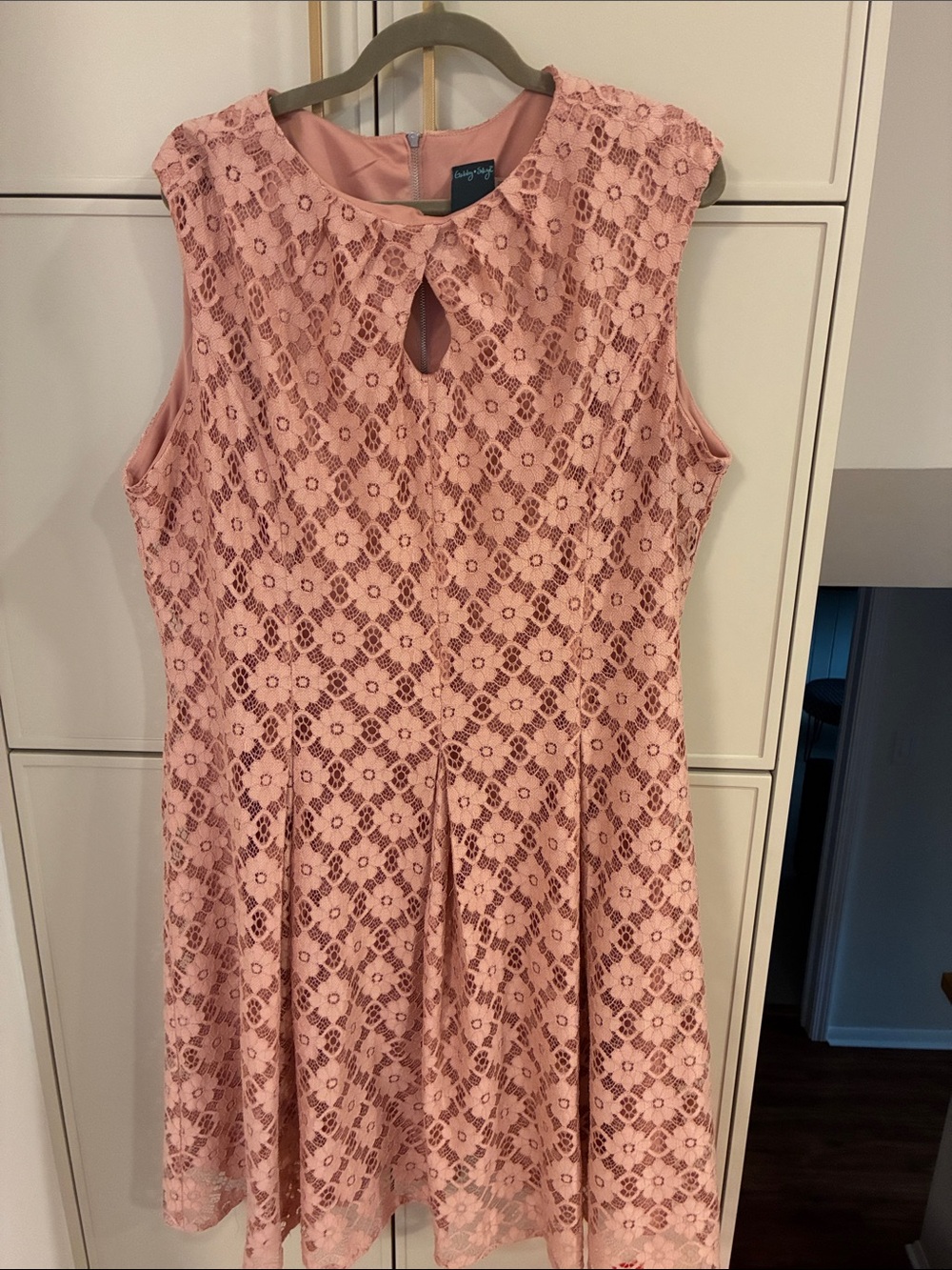 Gabby Skye Dusty Pink Lace Keyhole Fit-and-Flare Dress 20W plus size.